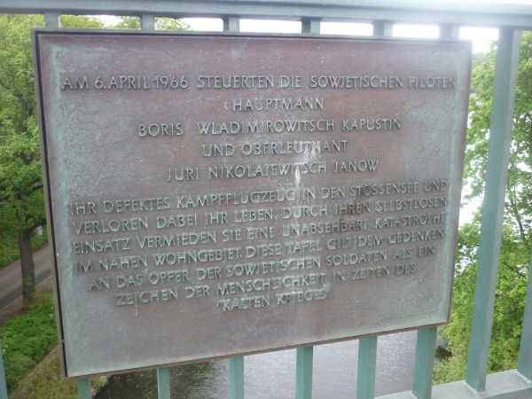 Plaque on St��ensee Bridge